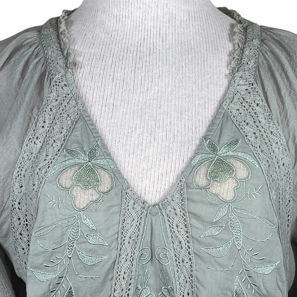 Free People Women’s Sivan Embroidered High/Low Blouse With Lace & Nettin… - Picture 2 of 15